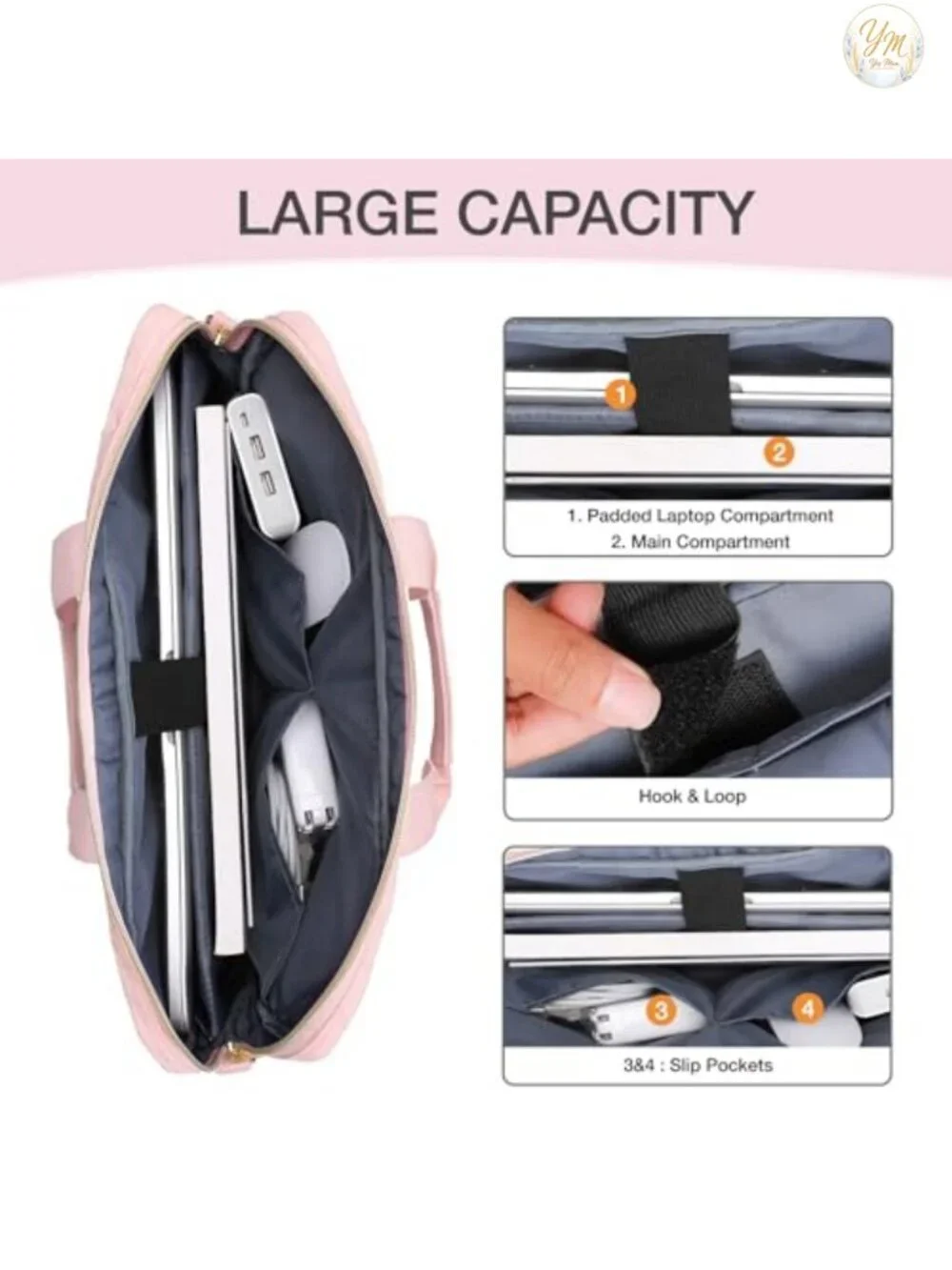 15-16 inch Laptop Messenger Bag with Trolley Sleeve and Multiple Pockets
